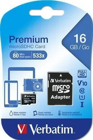 SecureDigital SDHC 16 GB micro pamäťová karta, Class 10, s adaptérom, Verbatim